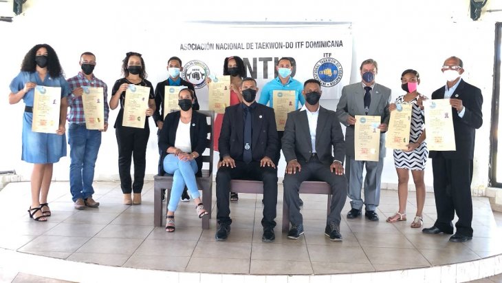Delivery of Dan certificates from the National Association of Taekwon‑do ITF Dominicana ANTID